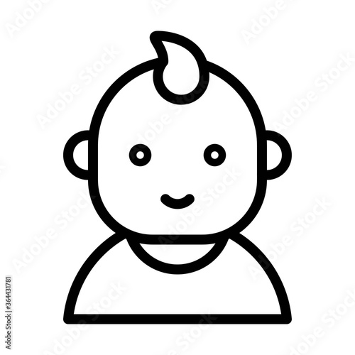 baby shower related small kid or children boy with dress and hair style vectors in lineal style