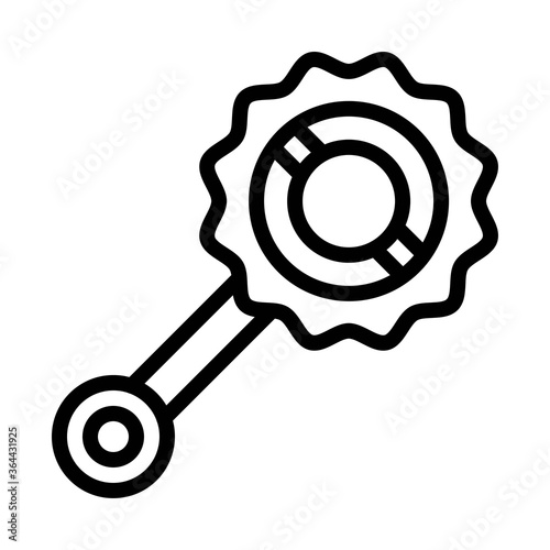 baby shower related hand rattle drum for baby playing in zig zag shape vector in lineal style,