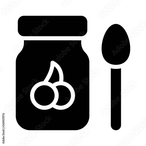 baby shower related baby jam jar with spoon and cherry in jar box vector in solid design,