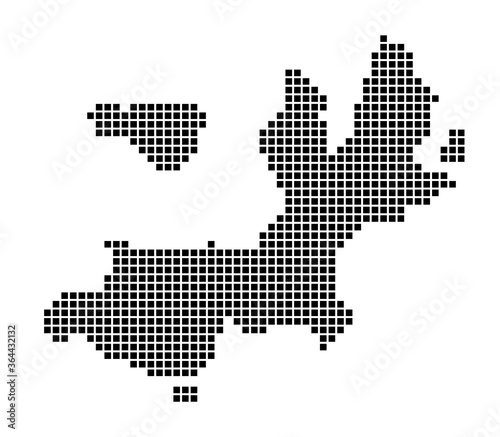 Terre-de-Haut Island map. Map of Terre-de-Haut Island in dotted style. Borders of the island filled with rectangles for your design. Vector illustration.
