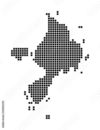 Sark map. Map of Sark in dotted style. Borders of the island filled with rectangles for your design. Vector illustration.