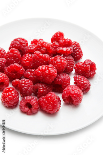 Fresh raspberries on plate