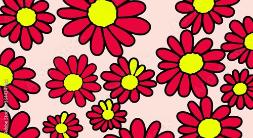 pattern with flowers on pink background.