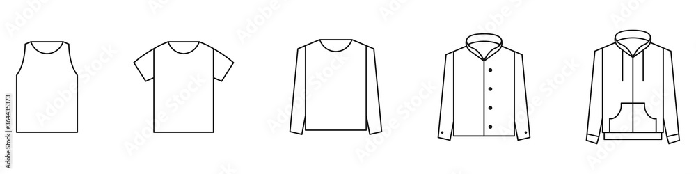 Set of outerwear icons. Long sleeve shirt and t-shirts. Vector illustration
Set of outerwear icons. Long sleeve shirt and t-shirts. Vector illustration