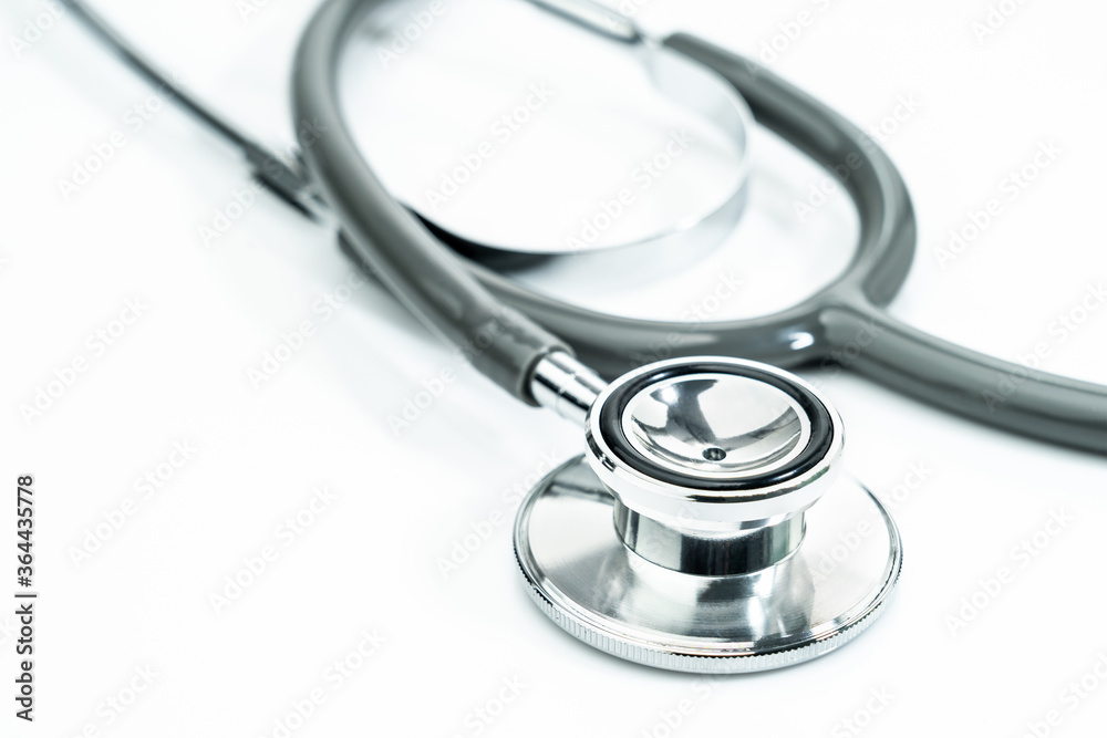 Medical stethoscope for doctor checkup on table Medical stethoscope for doctor checkup on table