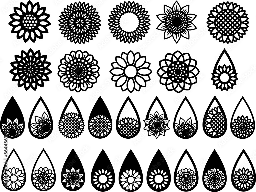 Sunflower Earring Template Pendant Flower Earrings for Cutting  Jewelry Making