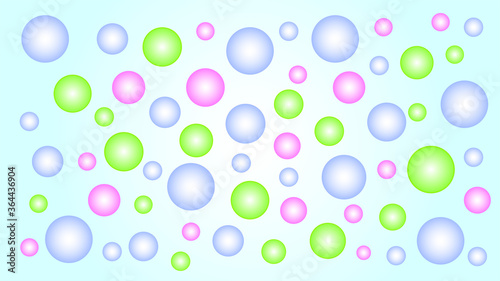 Vector illustration of an abstract background of blue, pink, green, and bubbles. Round