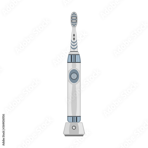 Electric toothbrush vector cartoon icon. Vector illustration dental brush on white background. Isolated illustration cartoon icon electric toothbrush.