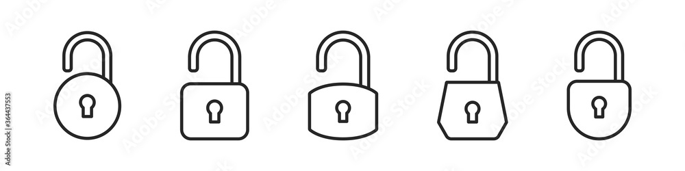 Lock Icons line. Vector lock icons on transparent background. Lock Unlock. Vector illustration Lock Icons line. Vector lock icons on transparent background. Lock Unlock. Vector illustration