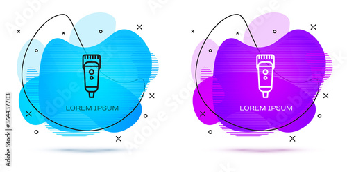 Line Electrical hair clipper or shaver icon isolated on white background. Barbershop symbol. Abstract banner with liquid shapes. Vector Illustration.