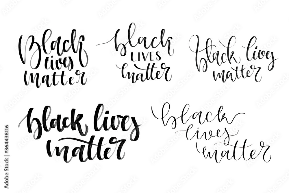 Vector set of isolated handwritten calligraphy of Black Lives Matter on the white background. Concept of equality and justice. Vector set of isolated handwritten calligraphy of Black Lives Matter on the white background. Concept of equality and justice.