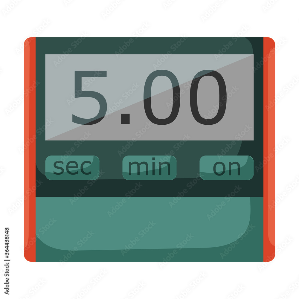 Fototapeta premium Kitchen timer vector cartoon icon. Vector illustration oven stopwatch on white background. Isolated cartoon illustration icon kitchen timer.