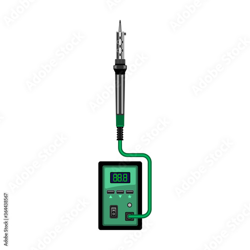 Soldering iron isolated cartoon icon. Vector illustration solder on white background. Vector cartoon illustration icon soldering iron.