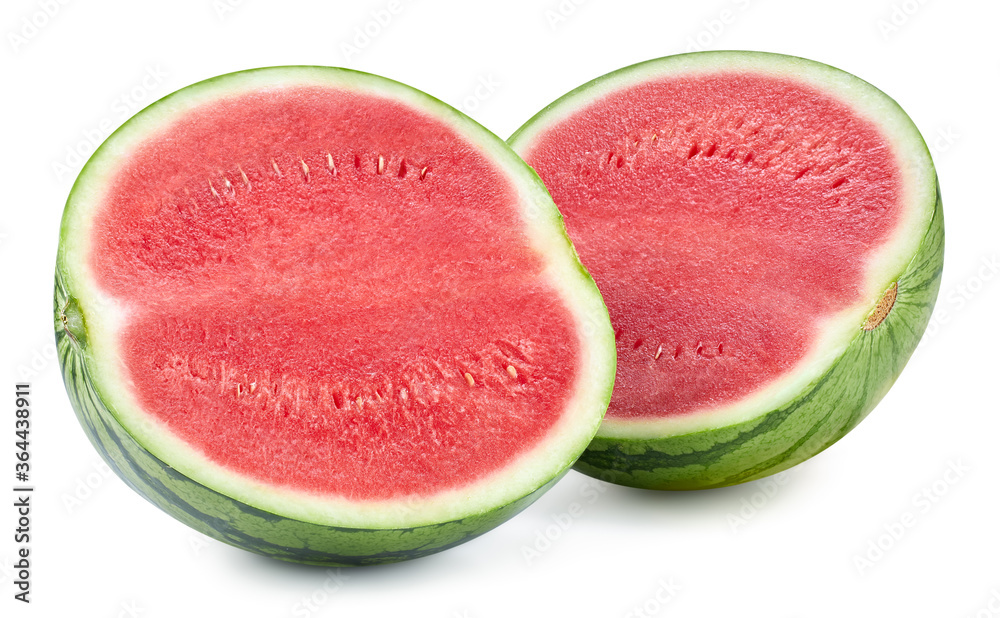 Watermelon. Fresh organic watermelon isolated on white background. Watermelon macro.