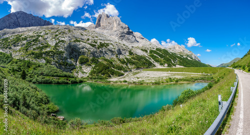 Glacial lake with clear cold water. Lago di Fedaia, Dolomites