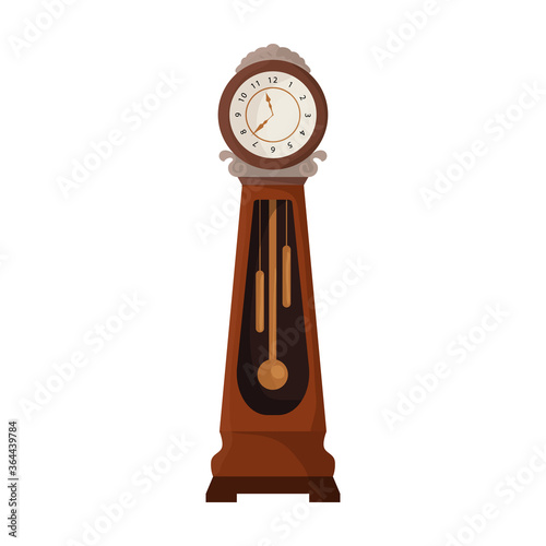 Antique clock isolated cartoon icon. Vector illustration old watch on white background. Vector cartoon illustration icon antique clock.