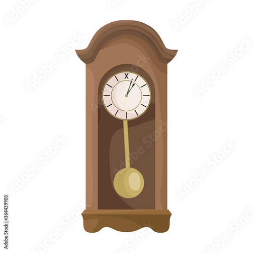 Antique clock isolated cartoon icon. Vector illustration old watch on white background. Vector cartoon illustration icon antique clock.