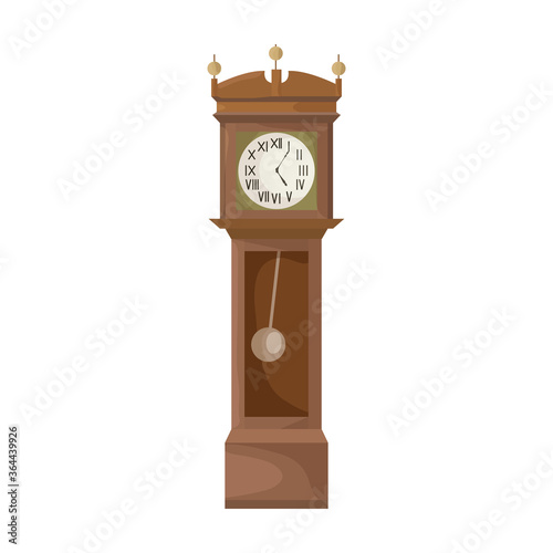 Antique clock isolated cartoon icon. Vector illustration old watch on white background. Vector cartoon illustration icon antique clock.