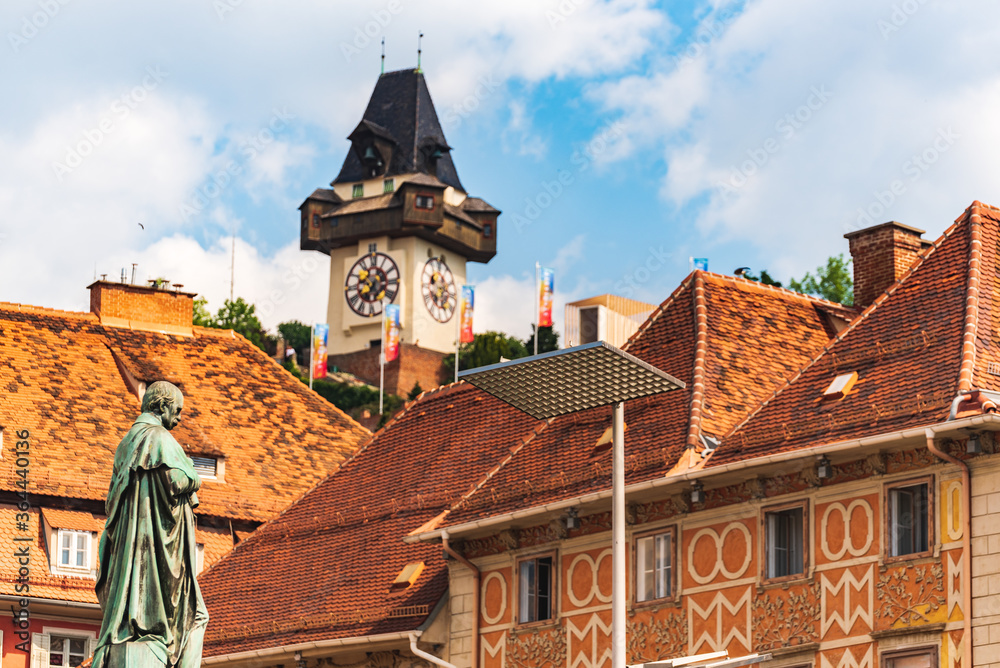 View at main square in Graz city, Austria