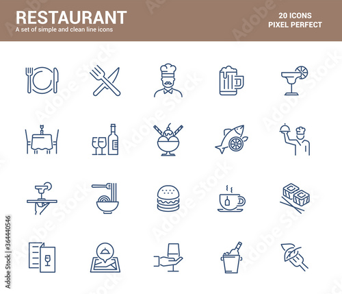 Flat line icons design - Restaurant