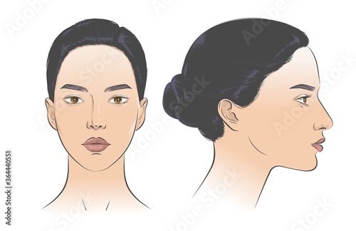 Middle Eastern arabian woman. Vector line sketch illustration.