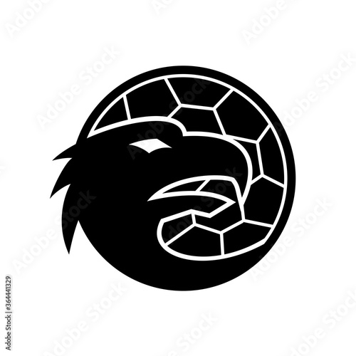 Head of European Eagle Inside Handball Ball Mascot Black and White
