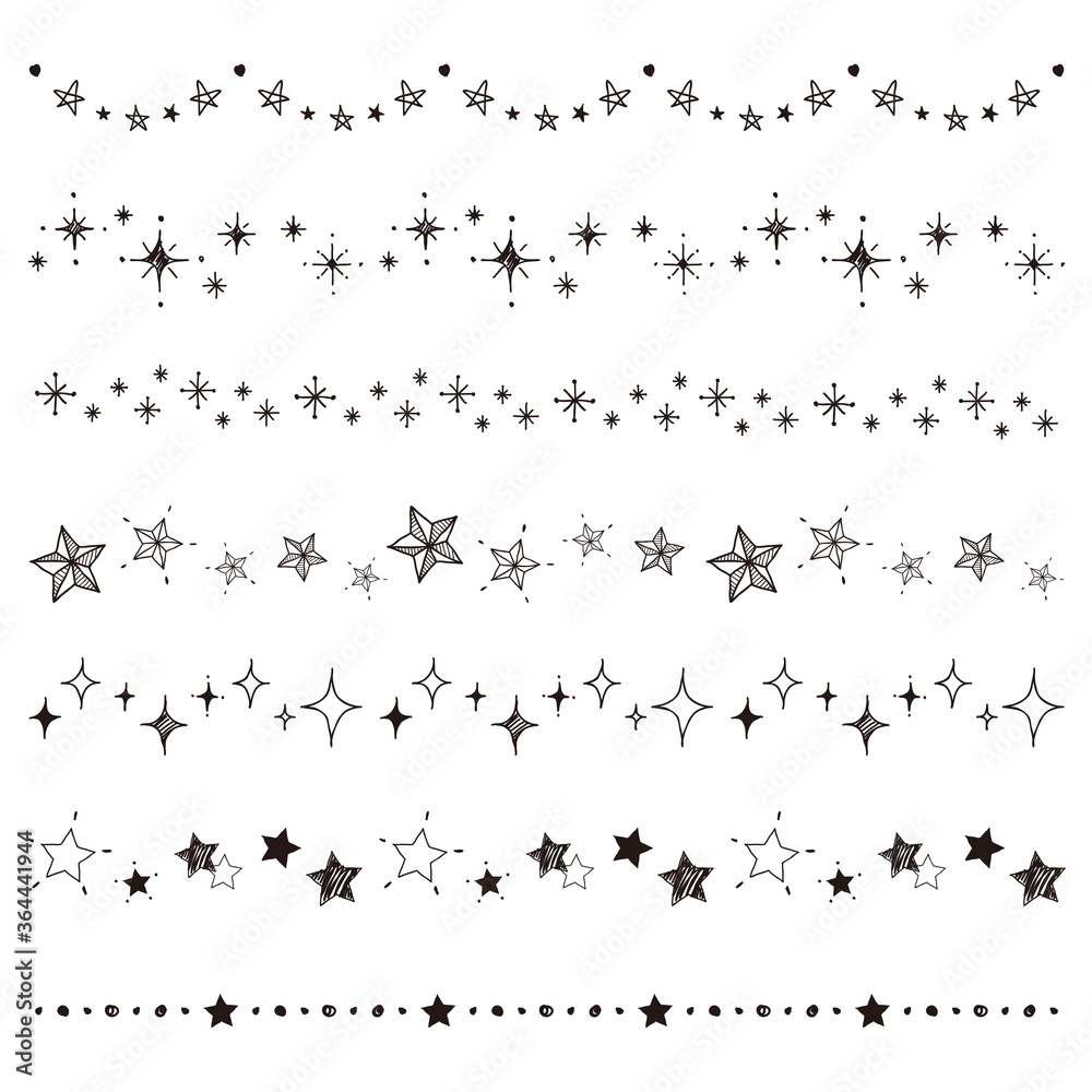 星 装飾ライン 白黒 手書き Vector Eps Vector De Stock Adobe Stock