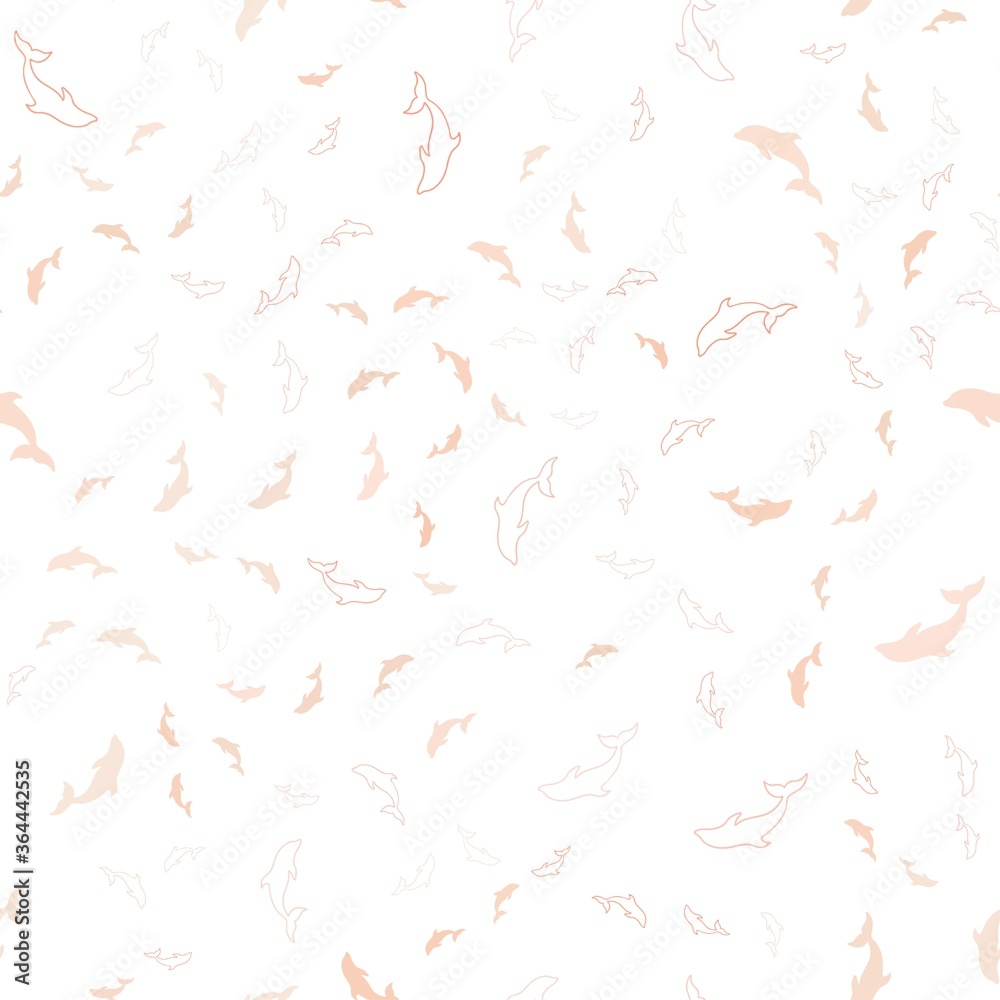 Light Orange vector seamless pattern with sea dolphins. Decorative design in natural style with sea dolphins. Pattern for websites of animals. Light Orange vector seamless pattern with sea dolphins. Decorative design in natural style with sea dolphins. Pattern for websites of animals.