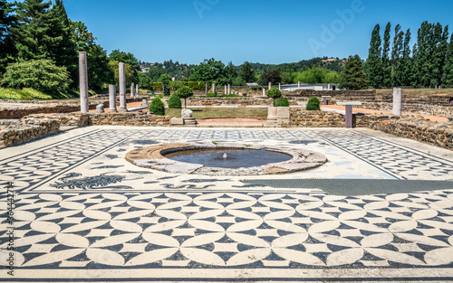 Ruins of ancient Roman buildings and houses in the archeological Gallo-Roman site of Saint Romain en Gal France photo