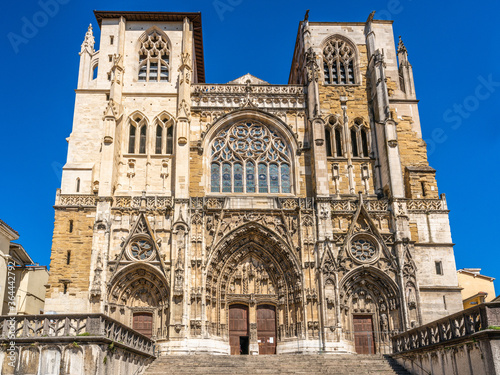 Front facade view of the Saint Maurice Cathedral a medieval Roman Catholic Church in Vienne France
