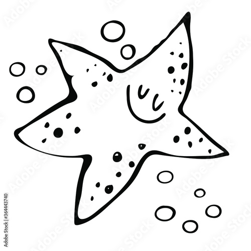  starfish single element contour drawing of a hand element  the sign of the black-and-white linear