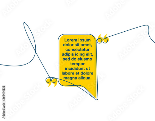 continuous one line art drawing Quote speech bubble templates. Modern Minimal design continuous one line art typography flat design cloud. single quotation speech bubble isolated on white background.