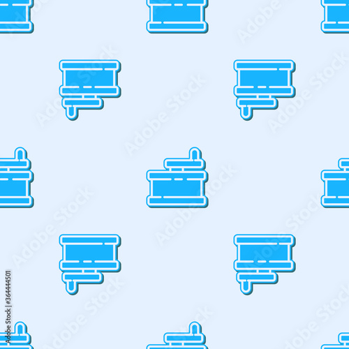 Blue line Manual grinder icon isolated seamless pattern on grey background. Vector Illustration.