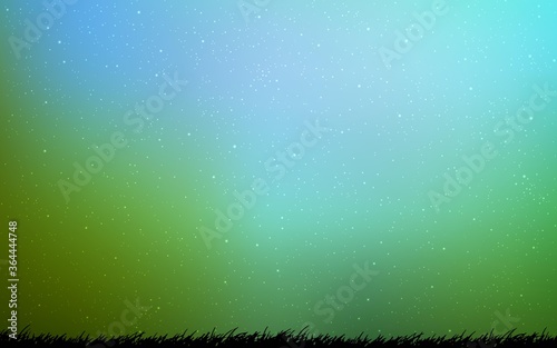 Light Blue, Green vector layout with cosmic stars. Shining colored illustration with bright astronomical stars. Pattern for astronomy websites.