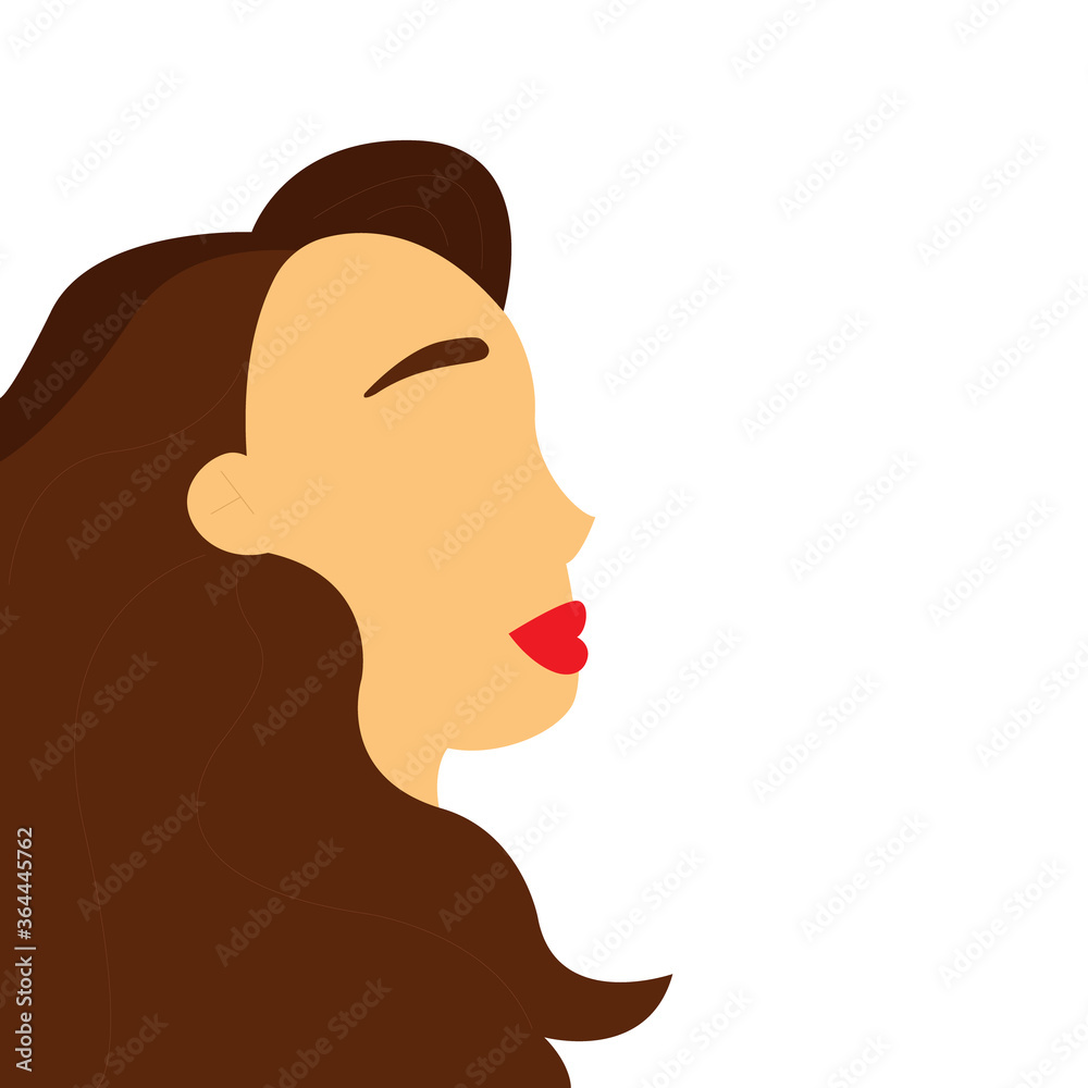 Girl in the profile. Vector illustration in flat style.