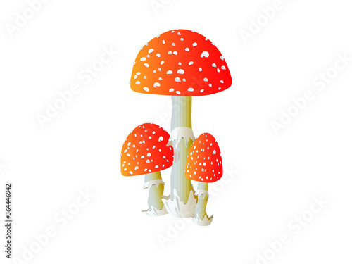 Set of three poisonous fly agaric mushrooms. Vector illustration for design.