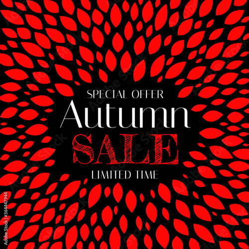Autumn Sale Background Template with leaves. Special offer. Limited Time. Vec...