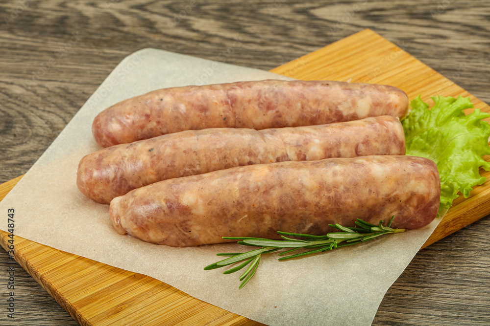 Raw pork meat sausages for grill Raw pork meat sausages for grill