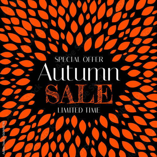 Autumn Sale Background Template with leaves. Special offer. Limited Time. Vec...