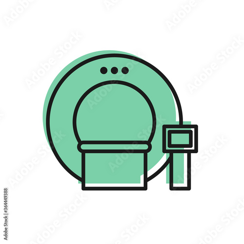 Black line Tomography icon isolated on white background. Medical scanner, radiation. Diagnosis, radiology, magnetic resonance therapy. Vector Illustration.