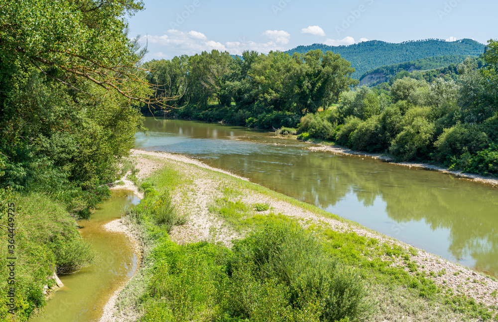 Tiber river flowing in the province of Viterbo, in the region of Lazio, Italy. Tiber river flowing in the province of Viterbo, in the region of Lazio, Italy.