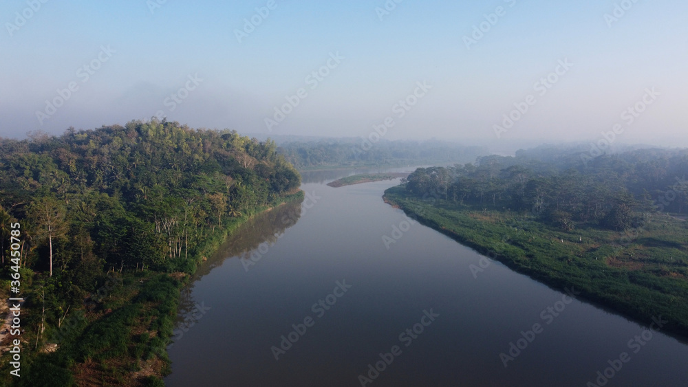 aerial view of the Progo river in Yogyakarta Indonesia