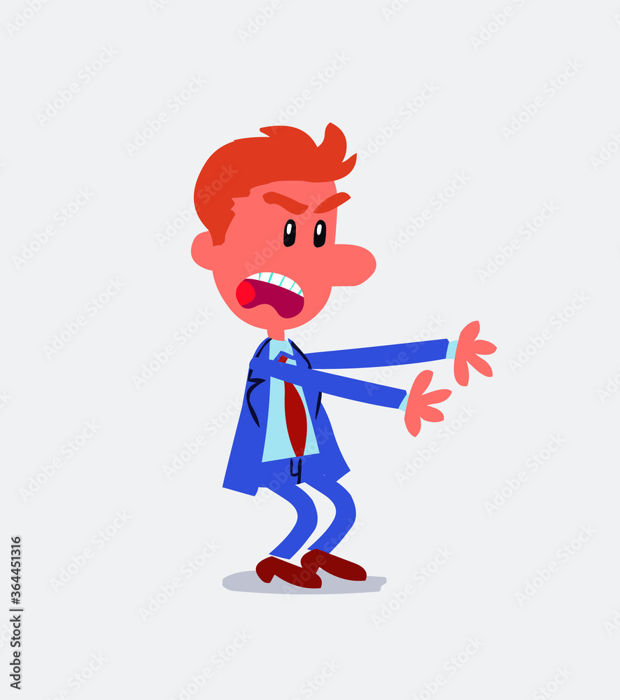 Very angry businessman pointing at something
