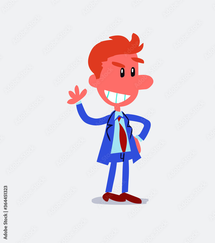 Business man waving while smiling
Business man waving while smiling