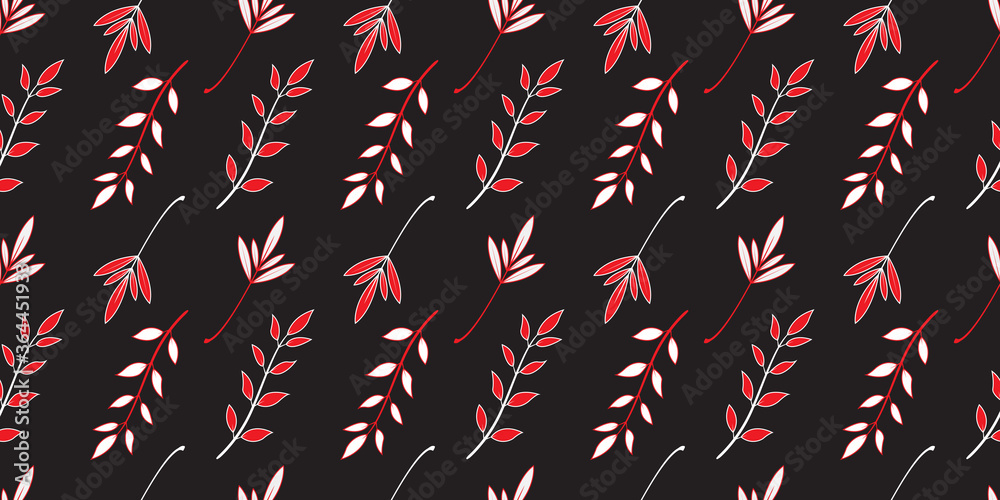 Autumn seamless pattern, Autumn leaves on a dark background, Abstract leaf texture.