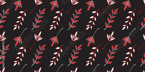 Autumn seamless pattern, Autumn leaves on a dark background, Abstract leaf texture.