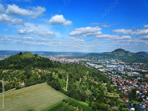 Reutlingen, Deutschland: Blick auf den Georgenberg (Berg vorn) und die Achalm (Berg hinten) photo