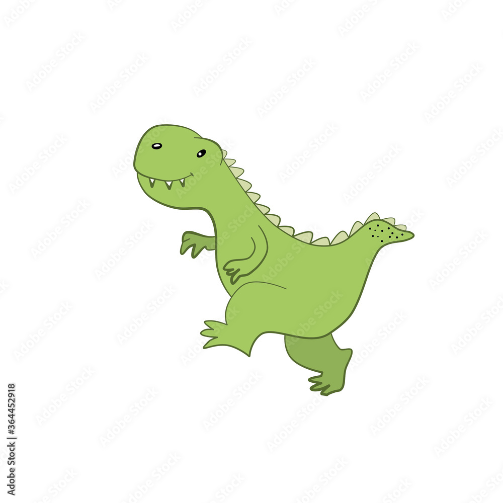 Fototapeta premium Cartoon dinosaur color hand drawn character. Dino handdrawn clipart.Isolated scandinavian cartoon illustration for kids game, book