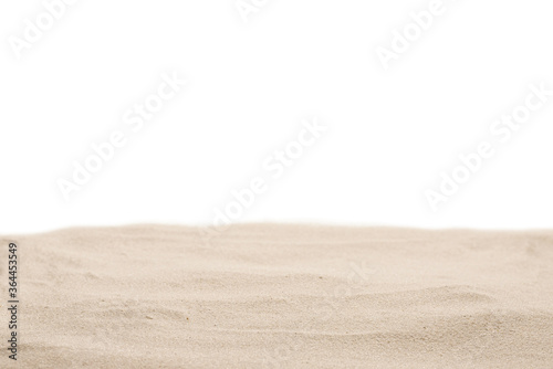 Sand texture closeup. Sand isolated on white.