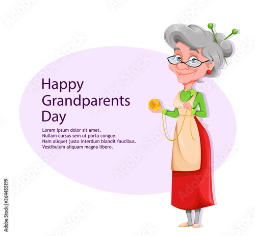 Cute smiling old woman. Happy Grandparents day